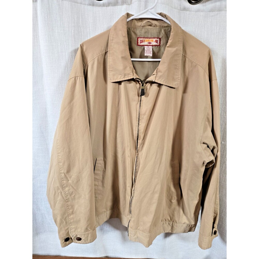 Carribean Joe Mens Lightweight Jacket XXL RN104521 Full Zip Beige VGC